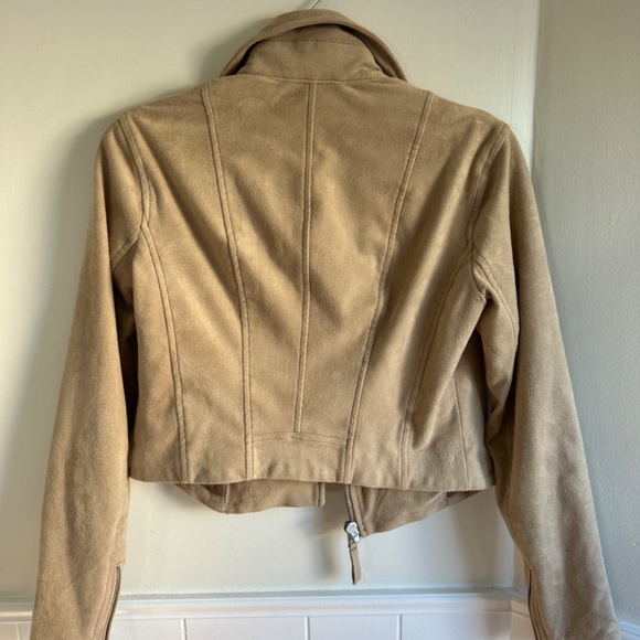 Abercrombie and Fitch Women’s Brown Fringe Zip Up Jacket Beige Faux Suede Small - Picture 5 of 6